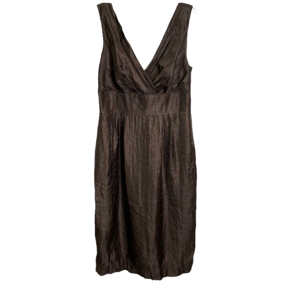 Adrianna Papell Brown Metallic V-Neck Sleeveless Cocktail Dress‎ Size 4